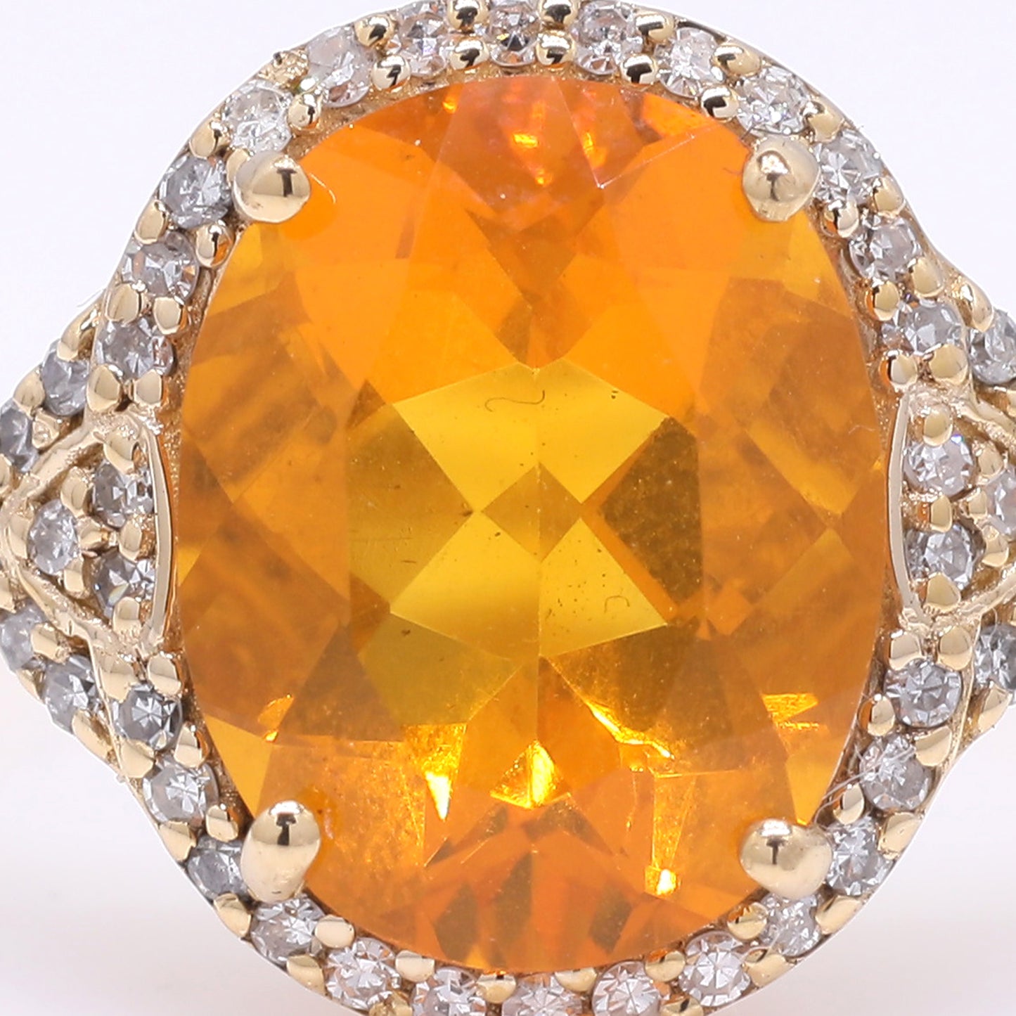 1.96 Ct Oval Mixed Cut Natural Fire Opal 14K Gold Ring