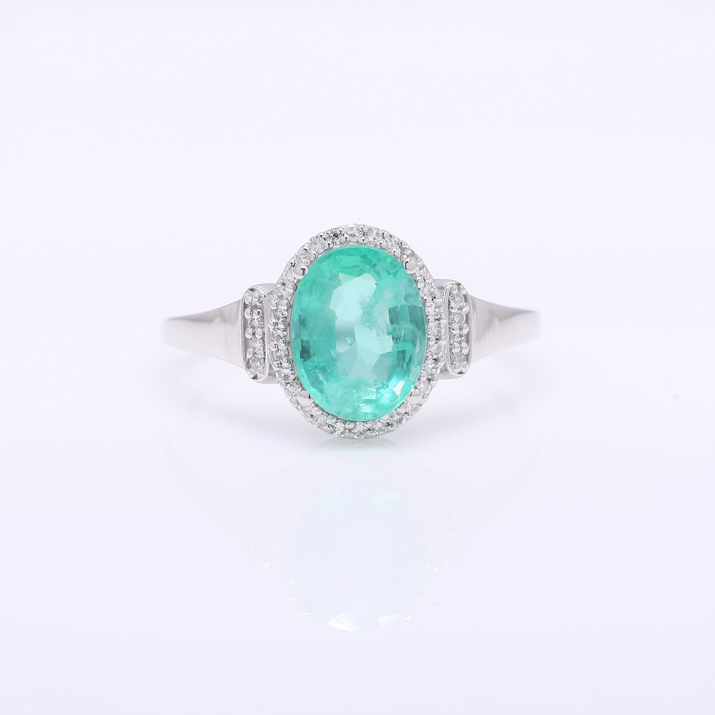 1.65 Ct Oval Mixed Cut Natural Emerald 950 Platinum Ring
