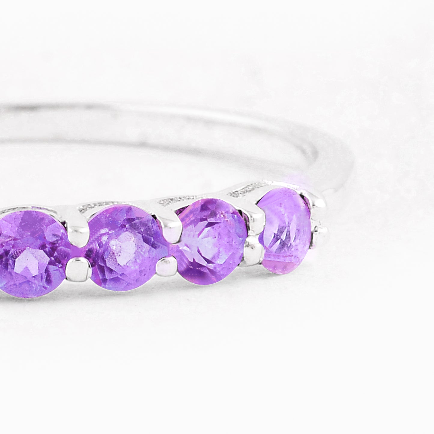 0.68 Ct Round Amethyst, 925 Sterling Silver Ring