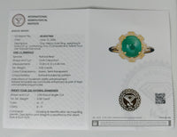 3.08 Ct Oval Cabochon Natural Beryl Emerald 14K Gold Ring