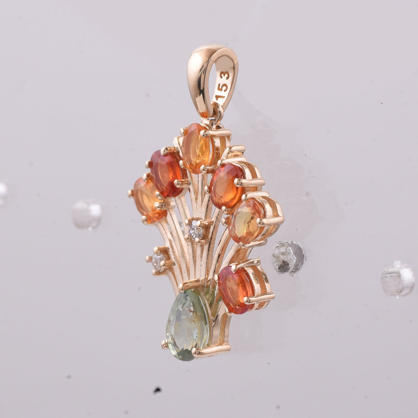 1.74 Ct Pear, Oval Natural Multi-Coloured Sapphire 14K Gold Pendant