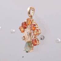 1.74 Ct Pear, Oval Natural Multi-Coloured Sapphire 14K Gold Pendant