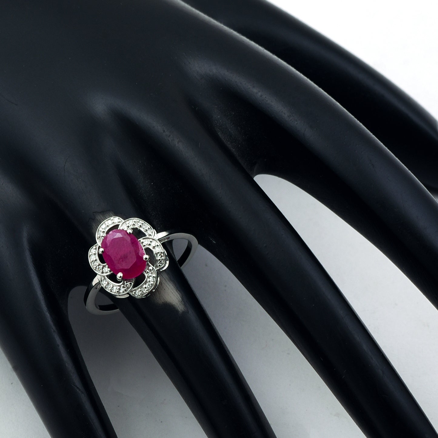 1.09 Ct Oval Mixed Cut Natural Ruby 950 Platinum Ring