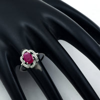1.09 Ct Oval Mixed Cut Natural Ruby 950 Platinum Ring