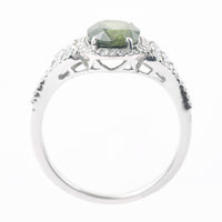 2.77 Ct Oval Mixed Cut Natural Green Sapphire 950 Platinum Ring