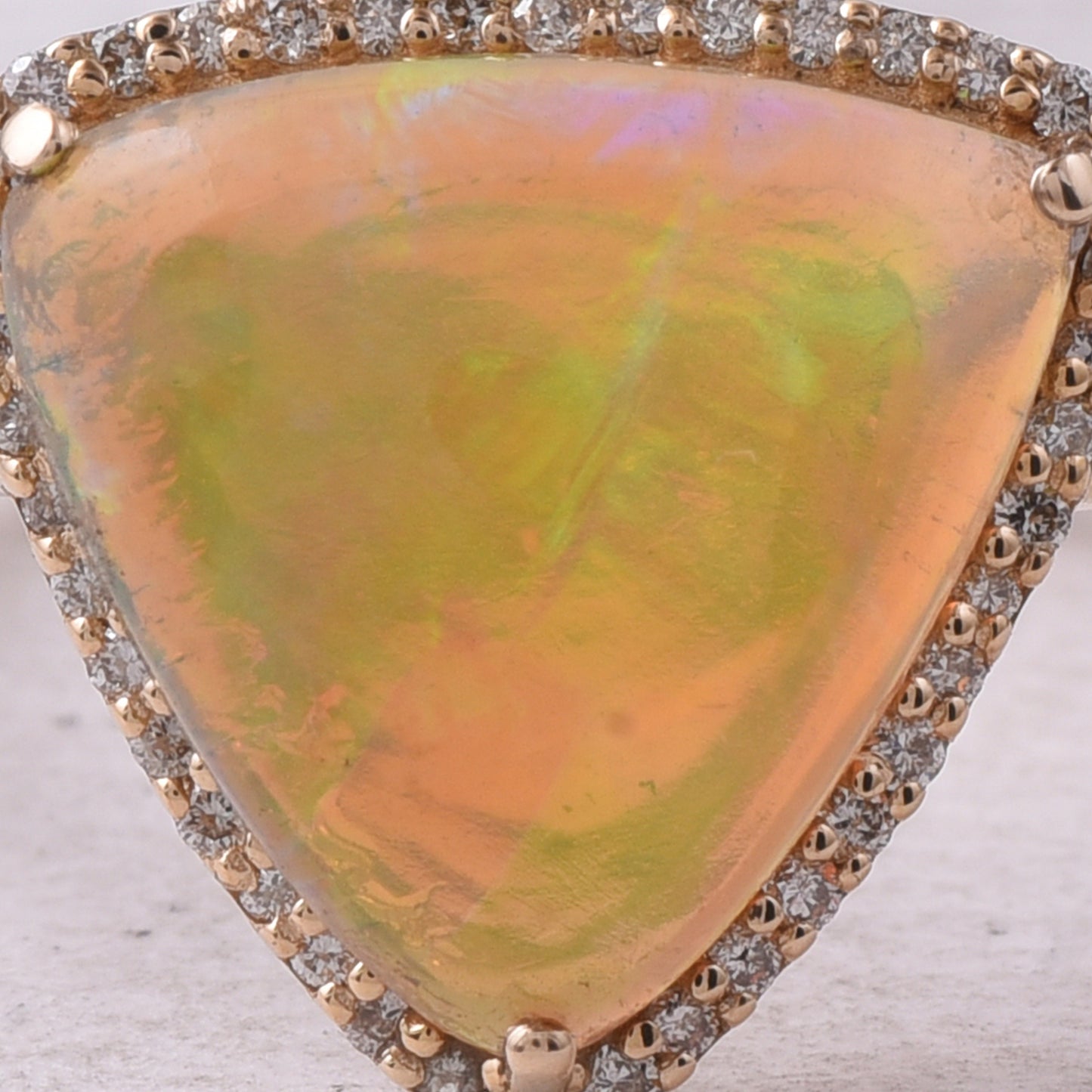 2.93 Ct Triangle Cabochon Natural Opal 14K Gold Ring