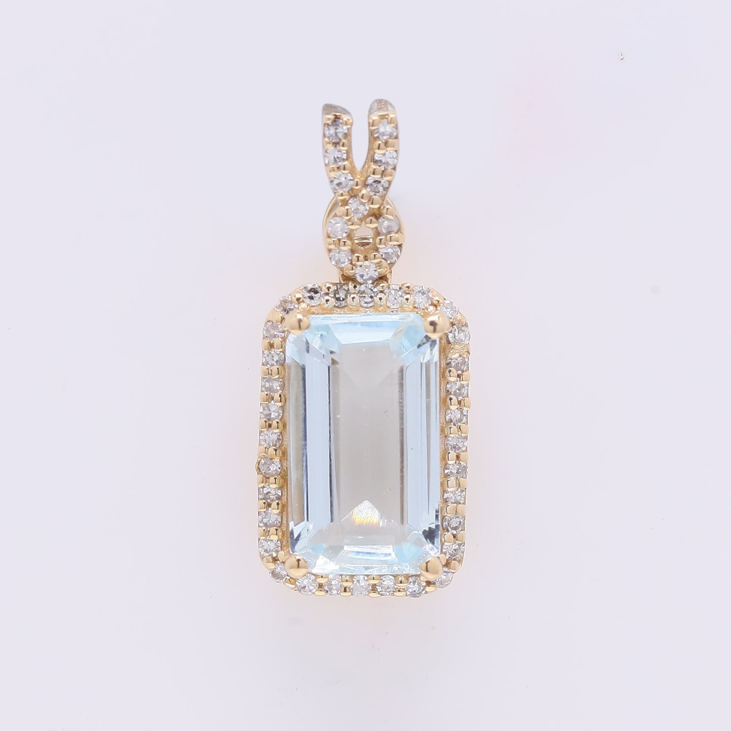 1.70 Ct Octagon Step Cut Natural Aquamarine 14K Gold Pendant