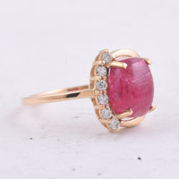 3.88 Ct Cushion Cabochon Cut Natural Spinel 14K Gold Ring