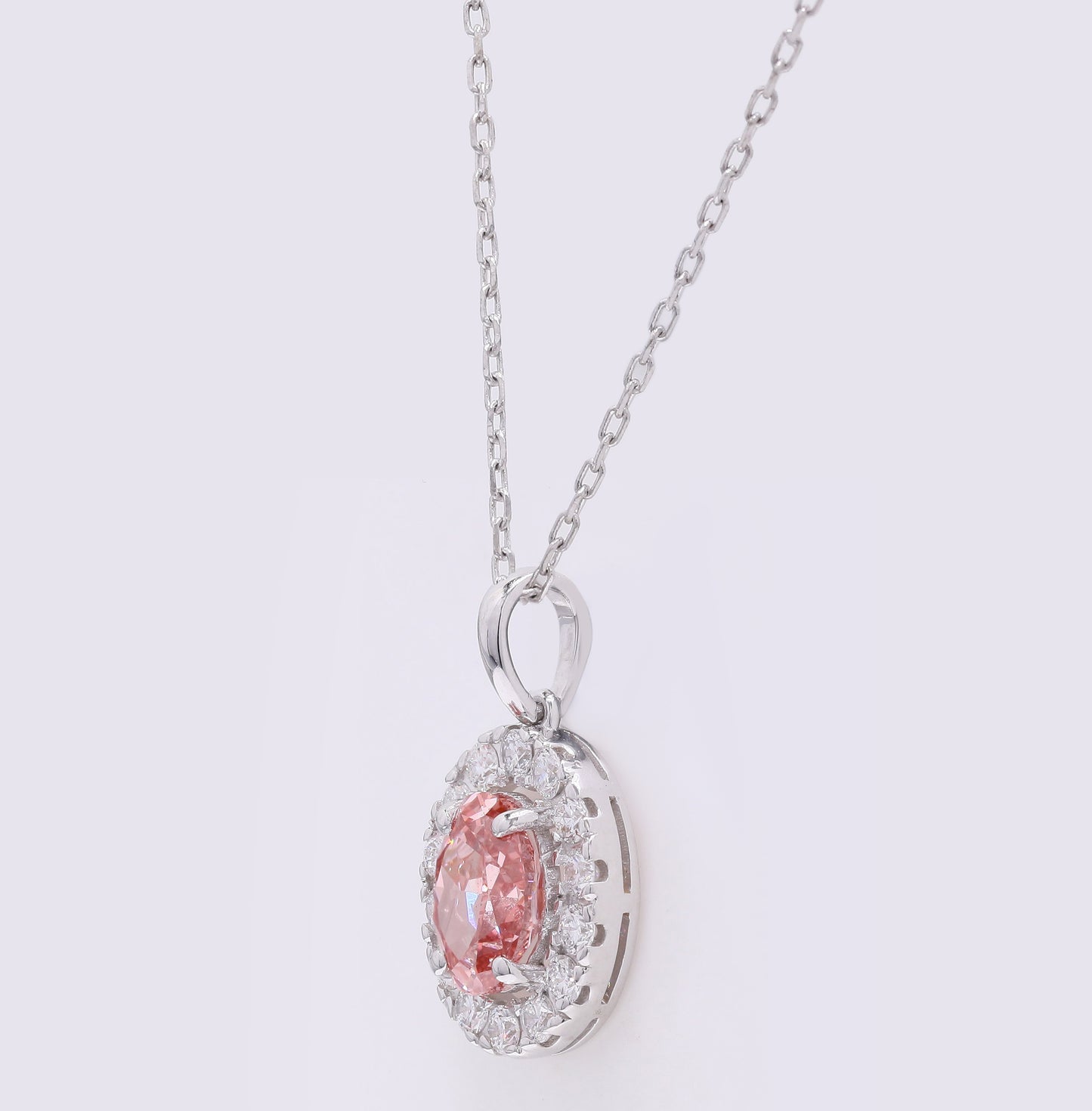 1.38 Carats Fancy Intense Pink Lab Grown Diamond 14K Gold Pendant
