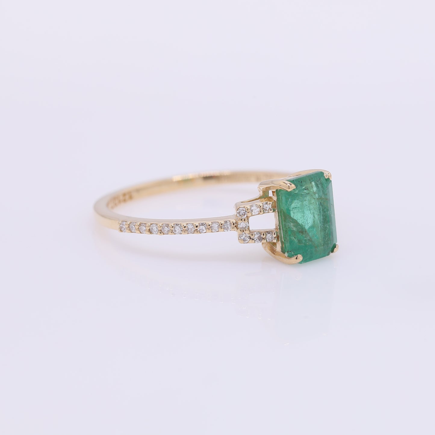 1.22 Ct Octagon Step Cut Natural Emerald 14K Gold Ring