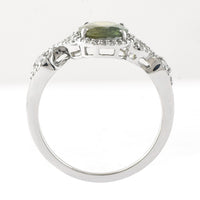 2.08 Ct Oval Mixed Cut Natural Green Sapphire 950 Platinum Ring