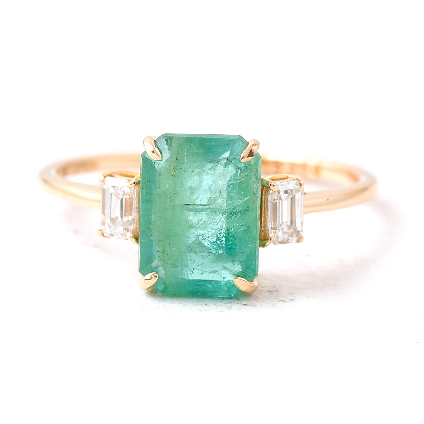 2.58 Ct Octagon Emerald 14K Gold Ring