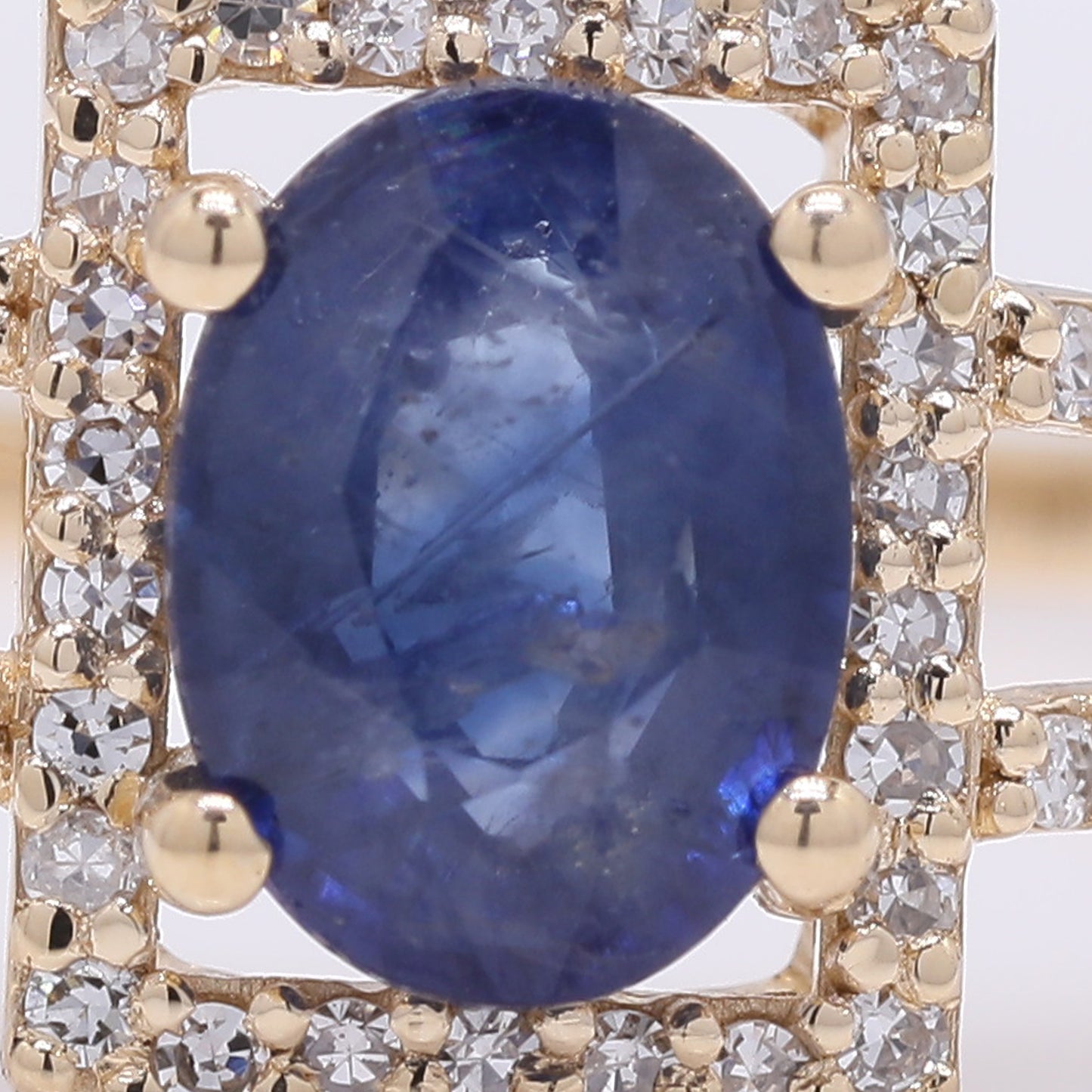 1.34 Ct Oval Mixed Cut Natural Sapphire 14K Gold Ring