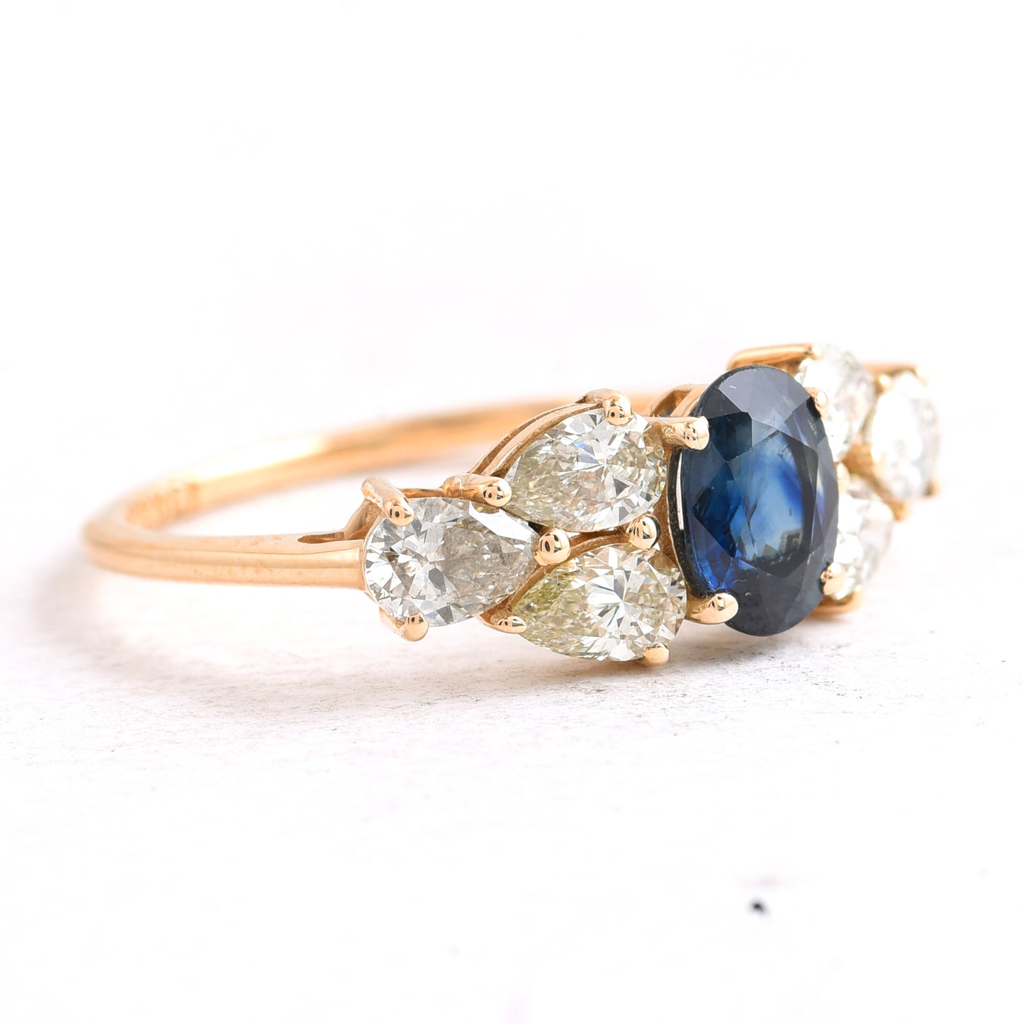 1.82 Ct Oval Mixed Cut Natural Sapphire 14K Gold Ring