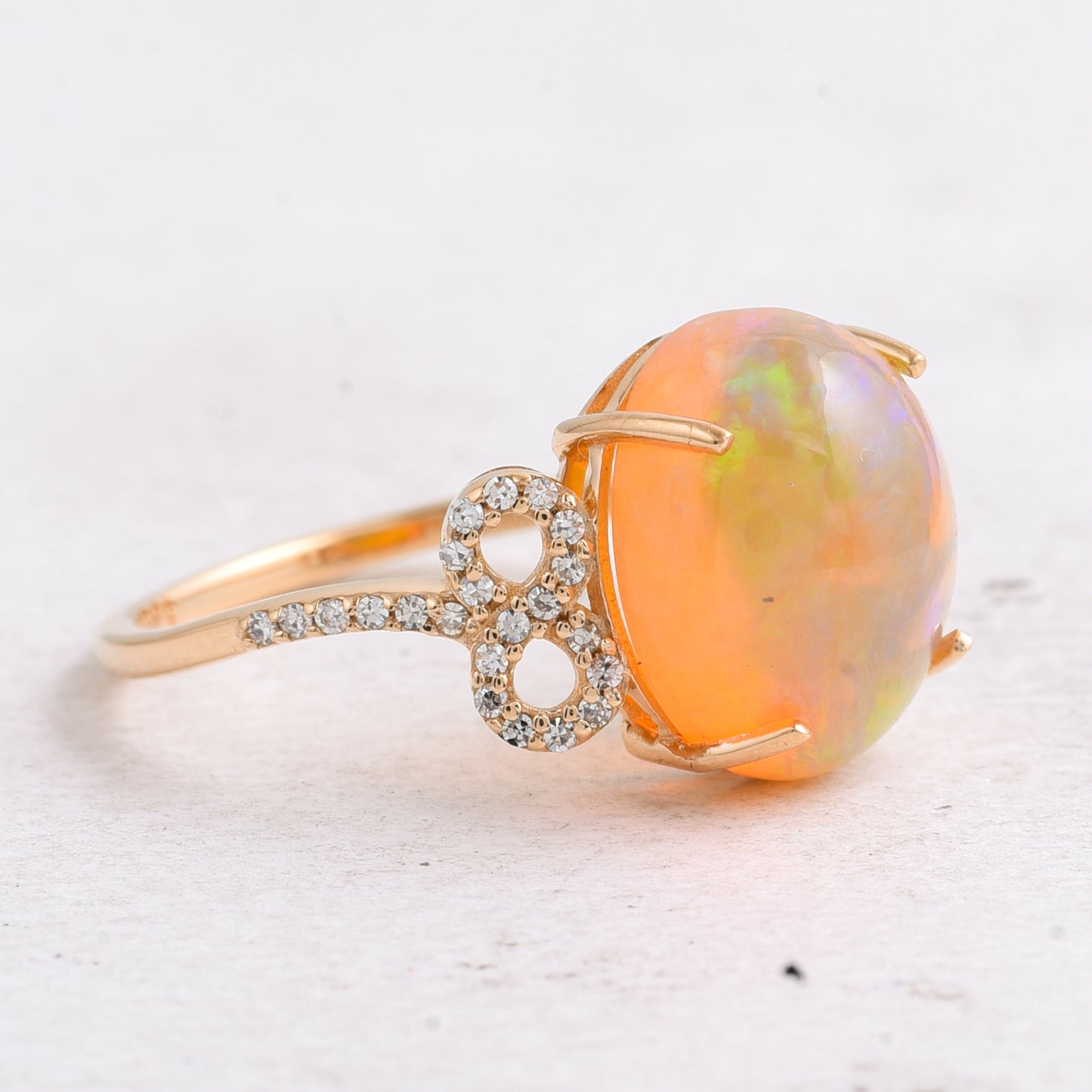 3.68 Ct Oval Cabochon Cut Natural Opal 14K Gold Ring