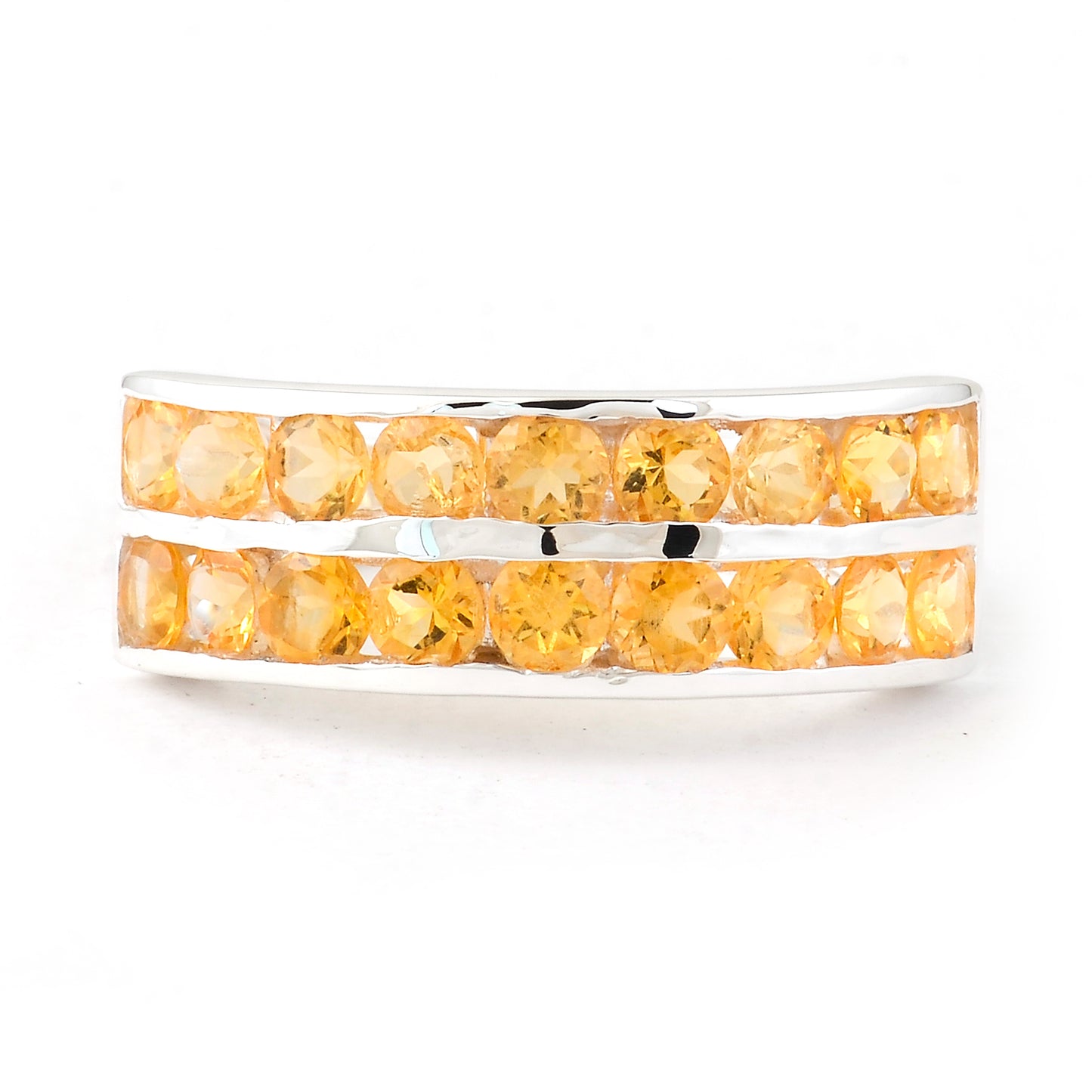 1.72 Ct Round Citrine 925 Sterling Silver Ring
