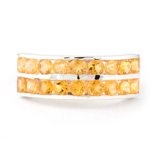 1.72 Ct Round Citrine 925 Sterling Silver Ring