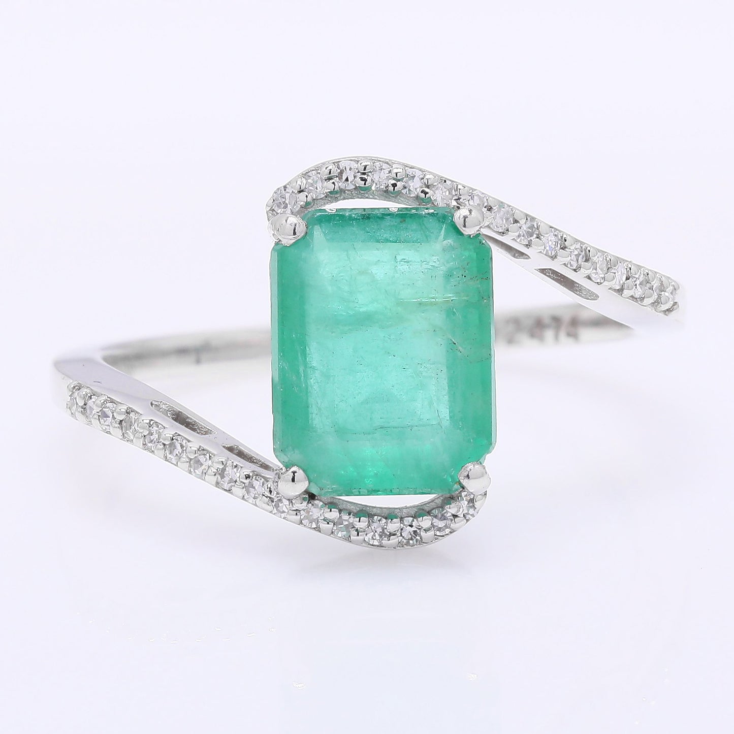 2.04 Ct Octagon Step Cut Natural Emerald 950 Platinum Ring