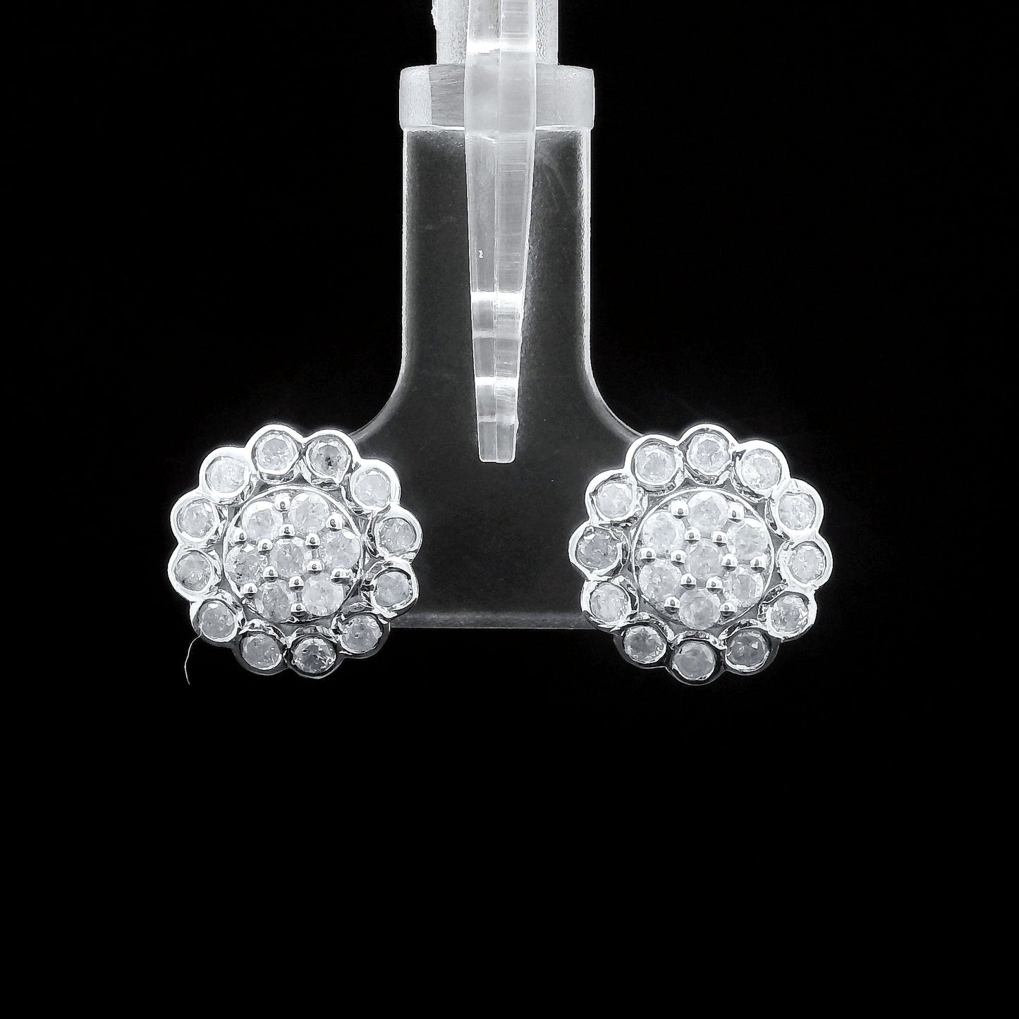 0.88 Ct Round Diamond 925 Sterling Silver Earrings