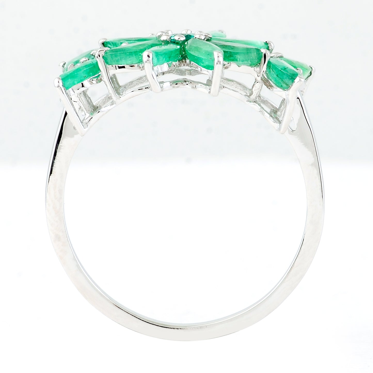 1.77 Ct Marquise Mixed Cut, Round Mixed Cut Natural Emerald 950 Platinum Ring