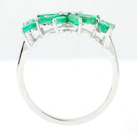 1.77 Ct Marquise Mixed Cut, Round Mixed Cut Natural Emerald 950 Platinum Ring