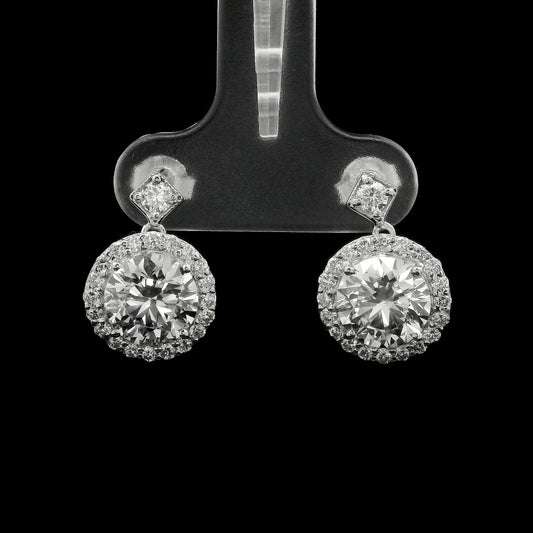 3.81 Ct Round Lab Grown Diamond 14K Gold Earrings