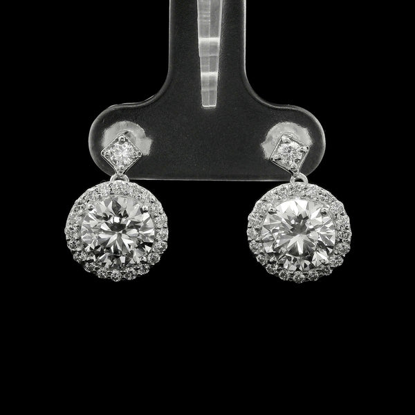 3.81 Ct Round Lab Grown Diamond 14K Gold Earrings