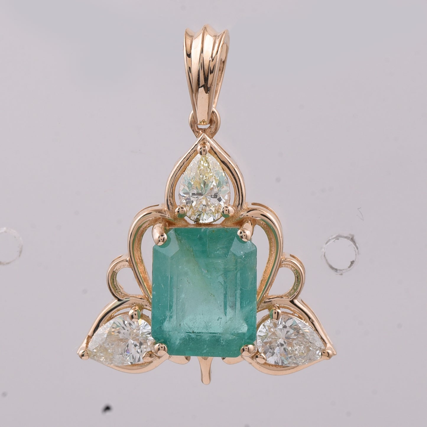 3.29 Ct Octagon Step Cut Natural Emerald 14K Gold Pendant