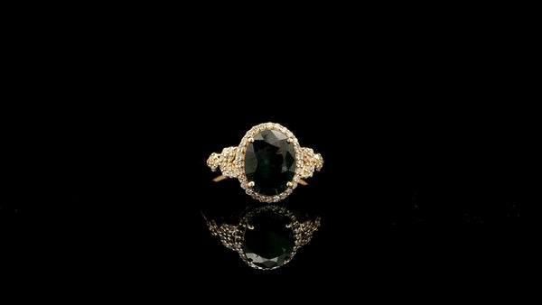 2.20 Ct Oval Natural Sapphire 14K Gold Ring