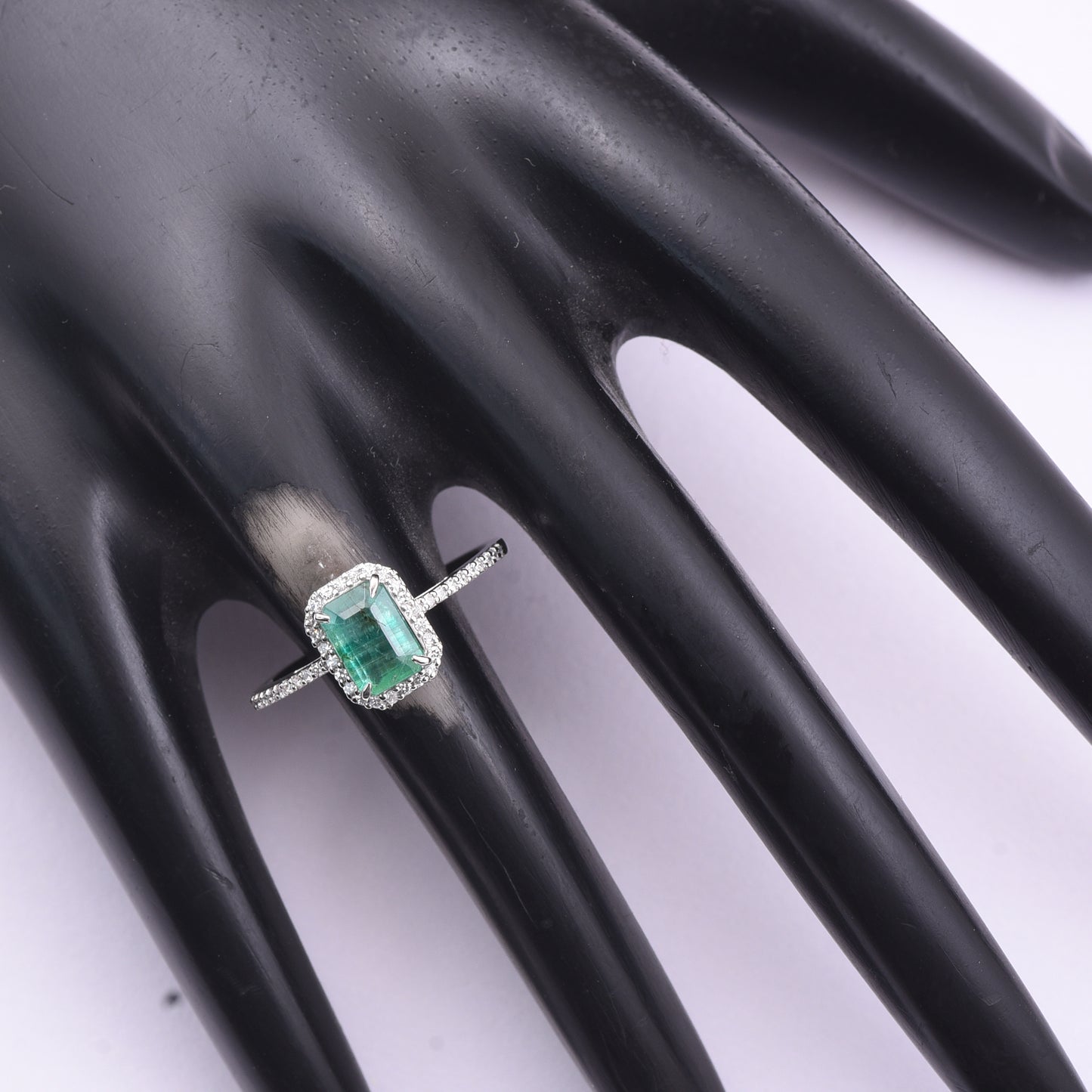 1.53 Ct Octagon Step Cut Natural Emerald 950 Platinum Ring