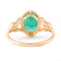 2.19 Ct Oval Mixed Cut Natural Emerald 14K Gold Ring