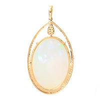 19.95 Ct Oval Mixed Cut Natural Opal 14K Gold Pendant