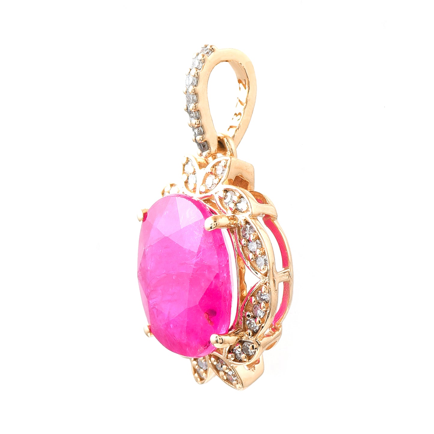 1.21 Ct Oval Mixed Cut Natural Ruby 14K Gold Pendant