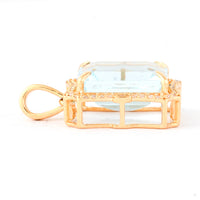 5.65 Ct Octagon Step Cut Natural Aquamarine 14K Gold Pendant