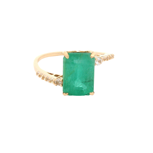 2.74 Ct Octagon Emerald 14K Gold Ring