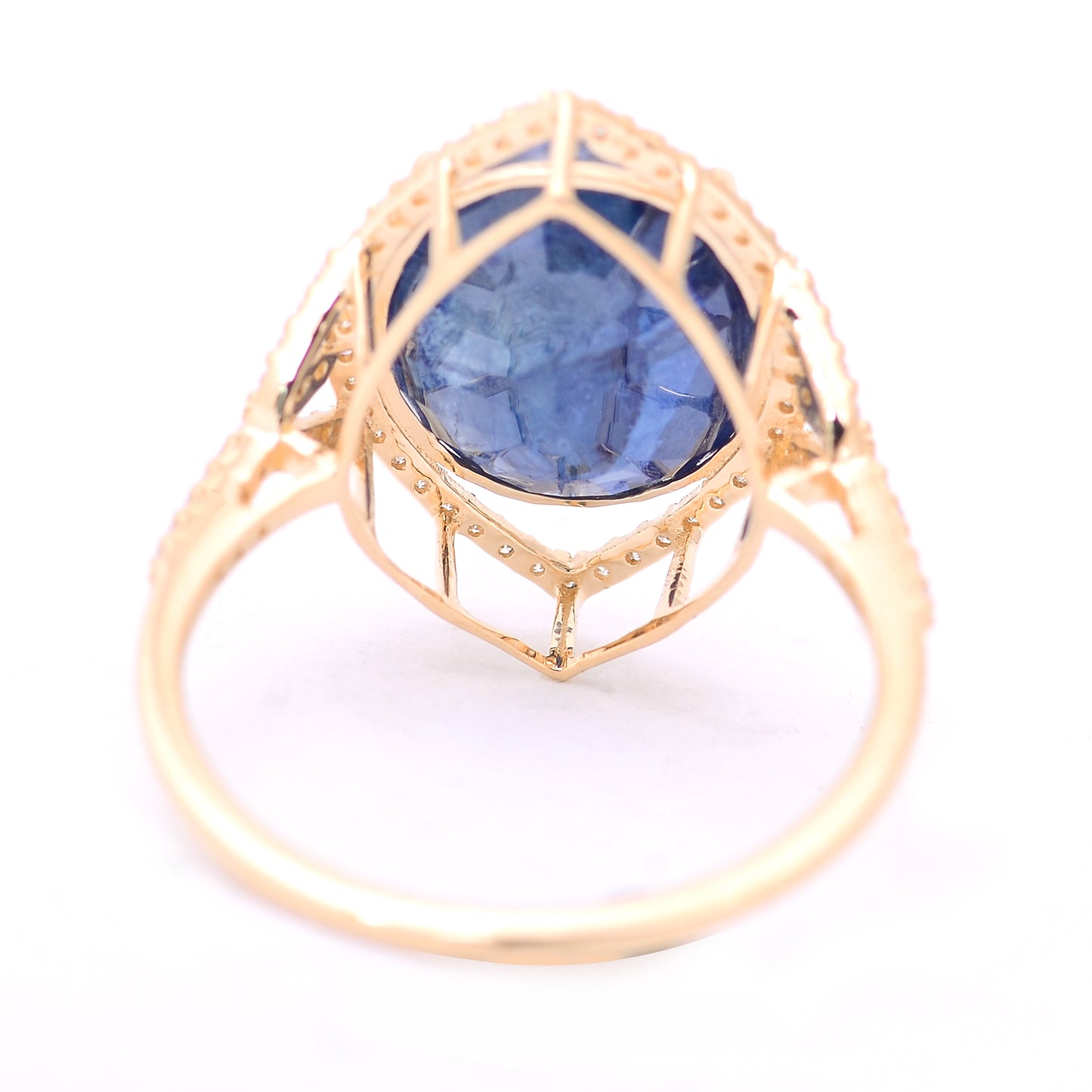 7.19 Ct Oval Mixed Cut Natural Sapphire 14K Gold Ring