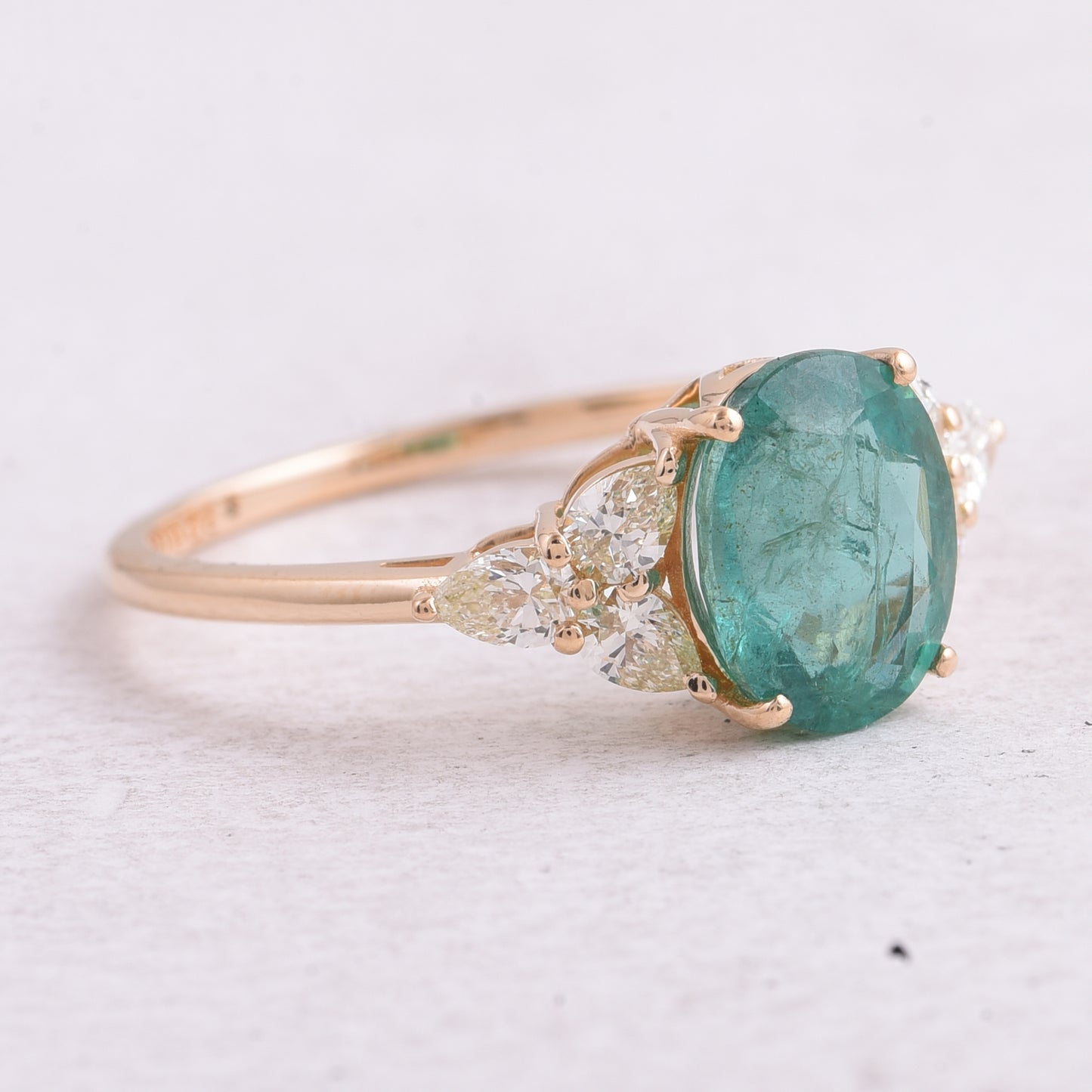 2.09 Ct Oval Mixed Cut Natural Emerald 14K Gold Ring