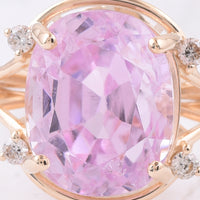 8.51 Ct Cushion Natural Kunzite 14K Gold Ring