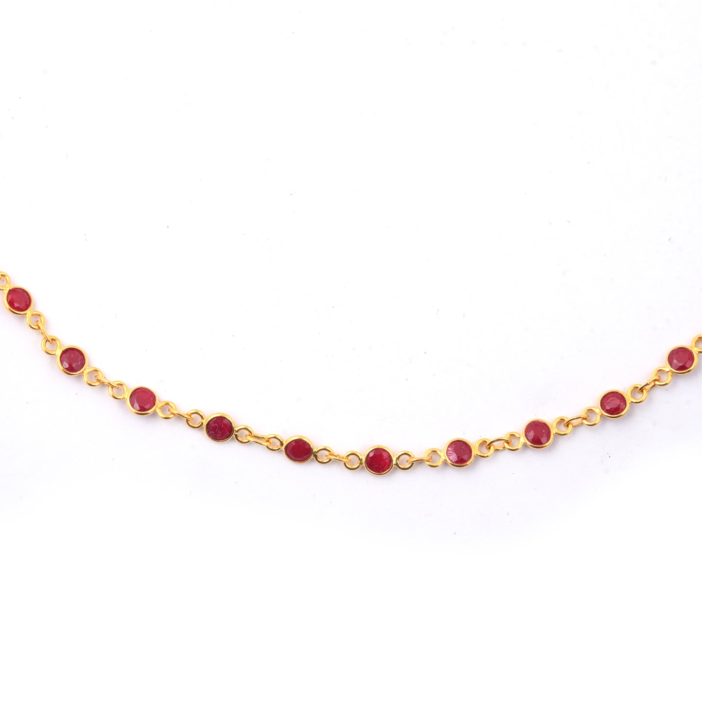 13.54 Ct Round Dyed Ruby 925 Sterling Silver Necklace