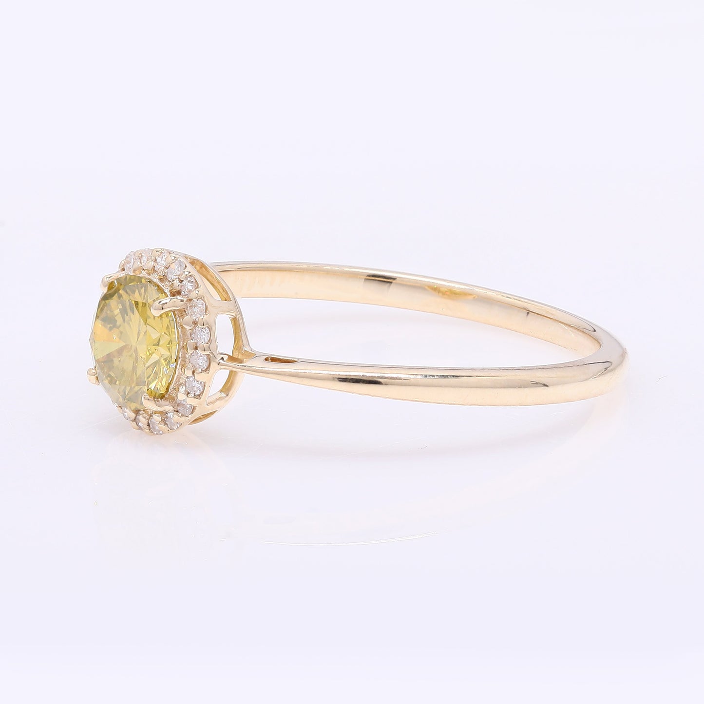 0.56 Ct Round Yellow Diamond 14K Gold Ring