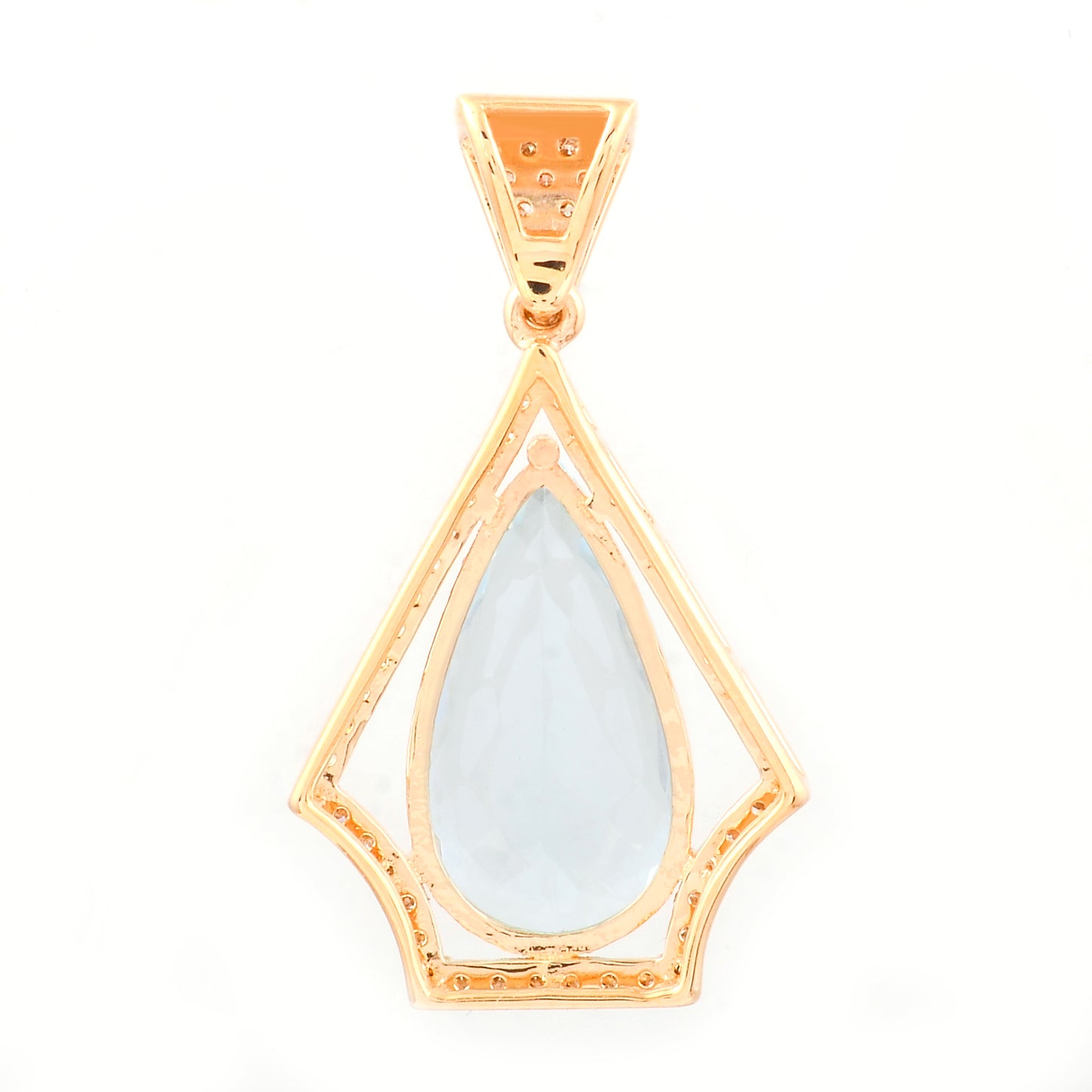 2.44 Ct Pear Mixed Cut Natural Aquamarine 14K Gold Pendant