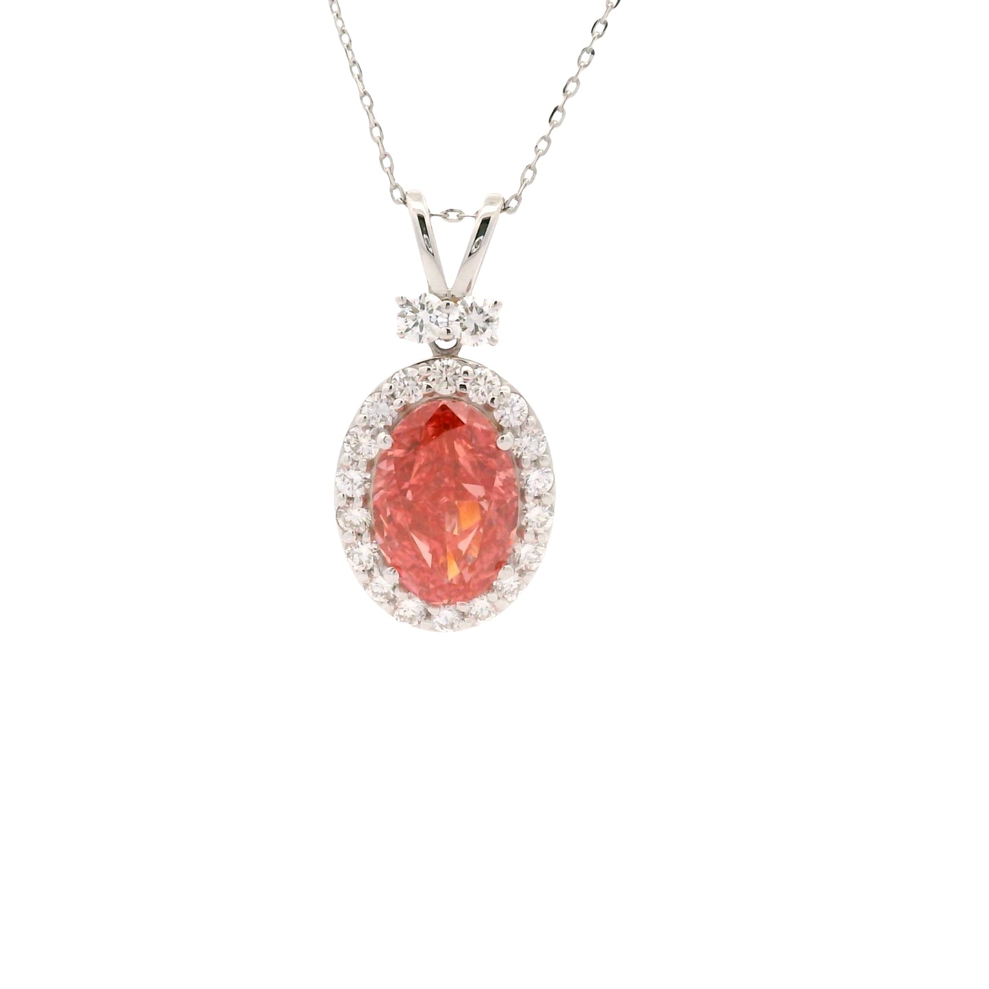 3.59 Carats Pink Lab Grown Diamond 14K Gold Pendant
