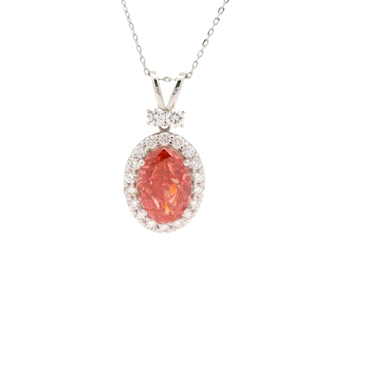 3.59 Carats Pink Lab Grown Diamond 14K Gold Pendant