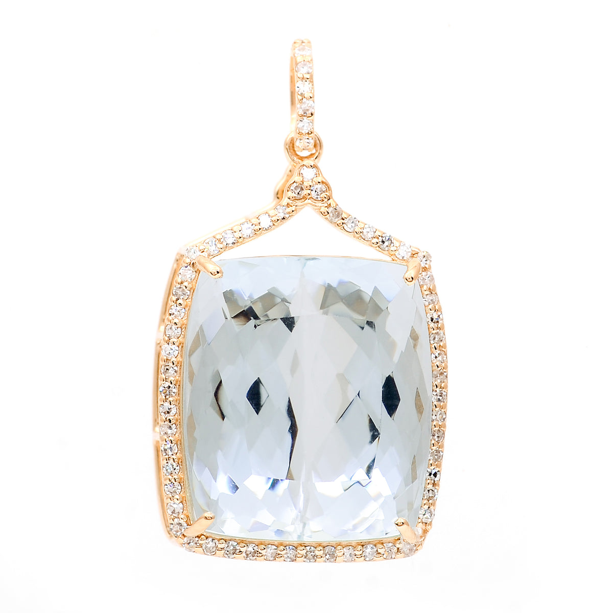 14.12 Ct Cushion Natural Aquamarine 14K Gold Pendant