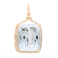 14.12 Ct Cushion Natural Aquamarine 14K Gold Pendant
