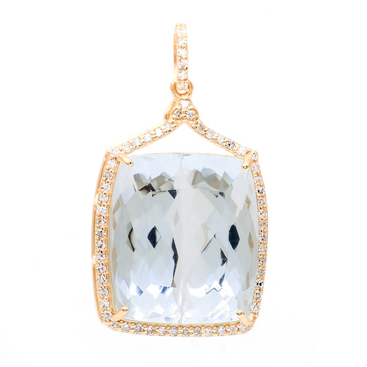 14.12 Ct Cushion Natural Aquamarine 14K Gold Pendant