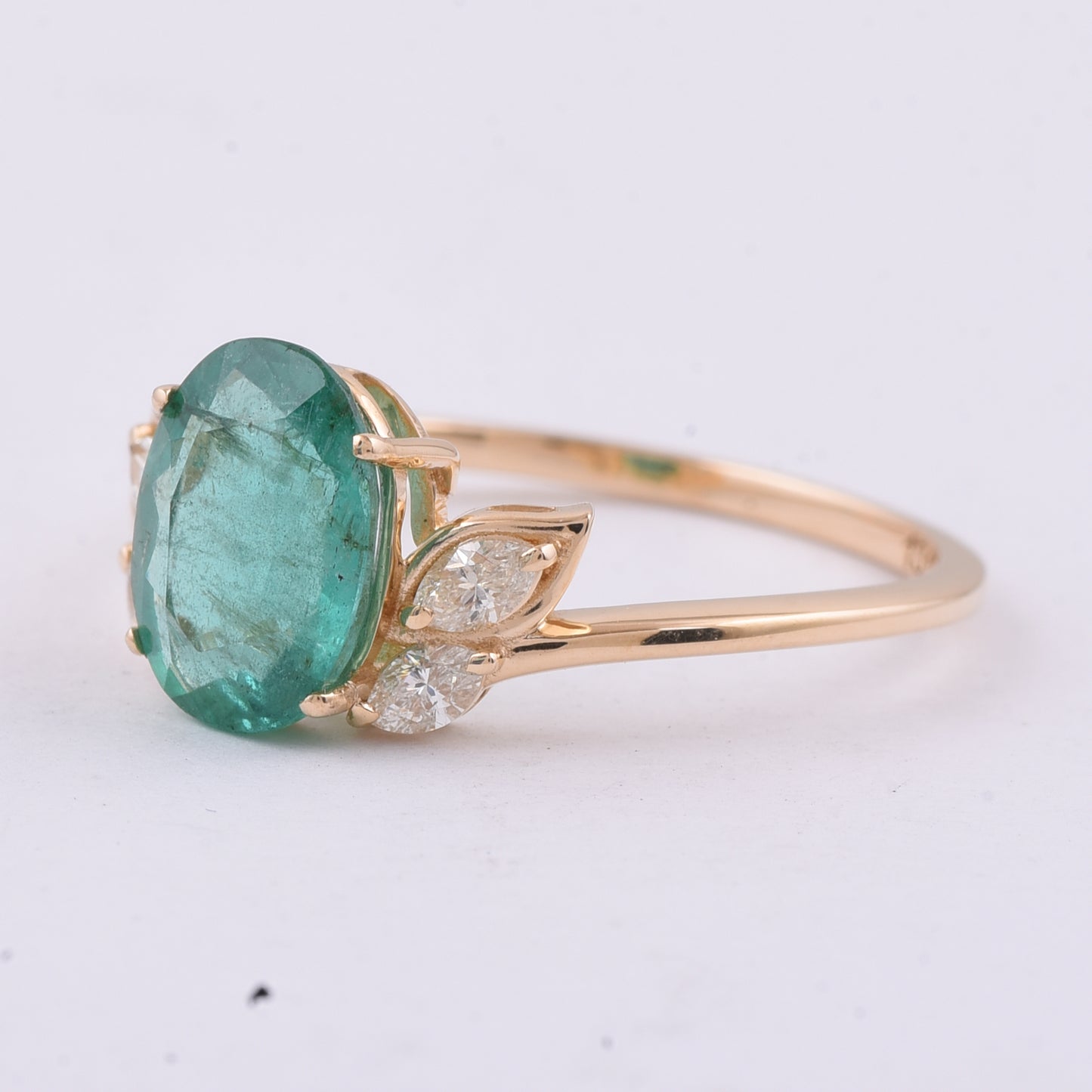 1.49 Ct Oval Natural Emerald 14K Gold Ring