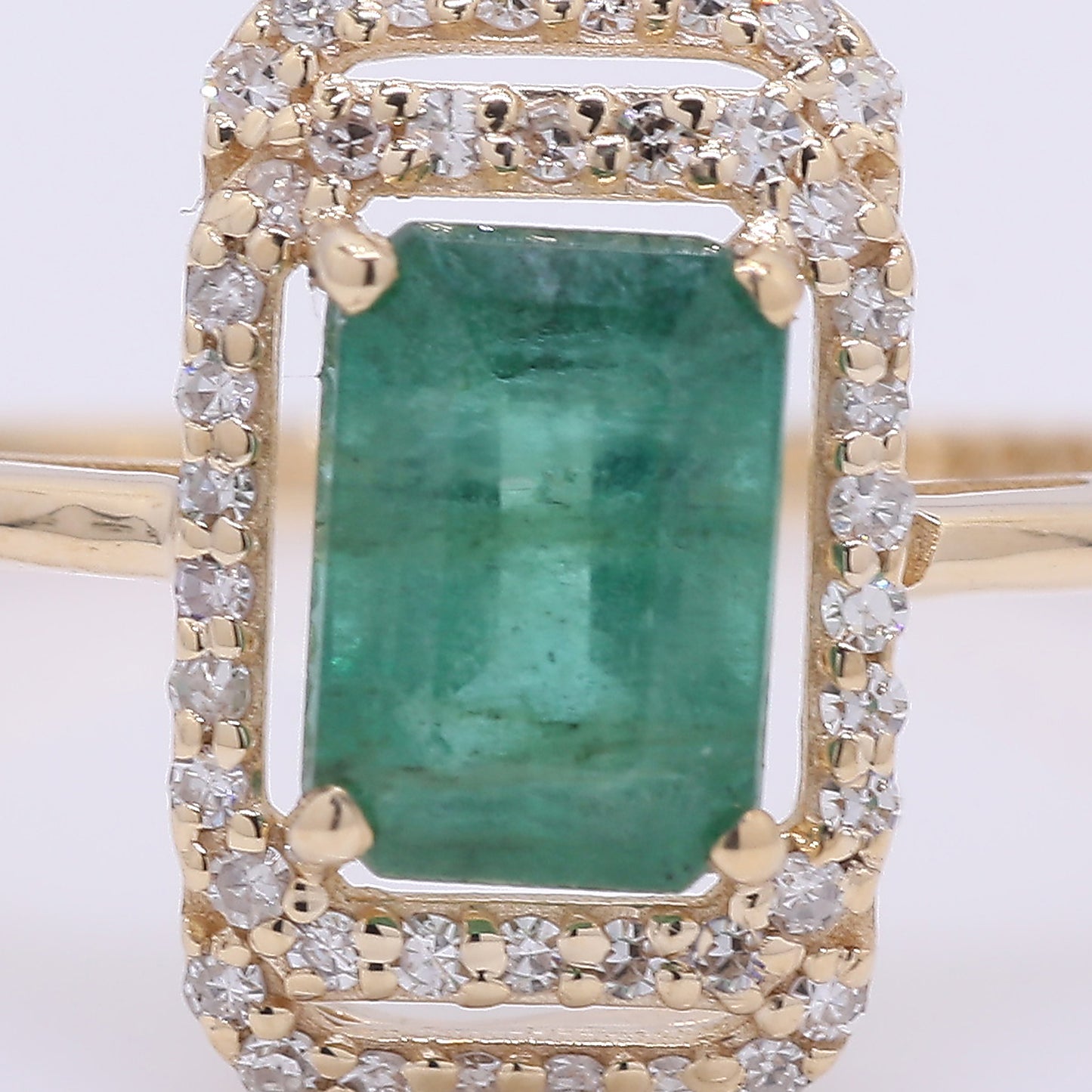 1.14 Ct Octagon Step Cut Natural Emerald 14K Gold Ring