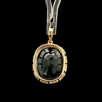 12.08 Ct Oval Mixed Cut Natural Sapphire 14K Gold Pendant