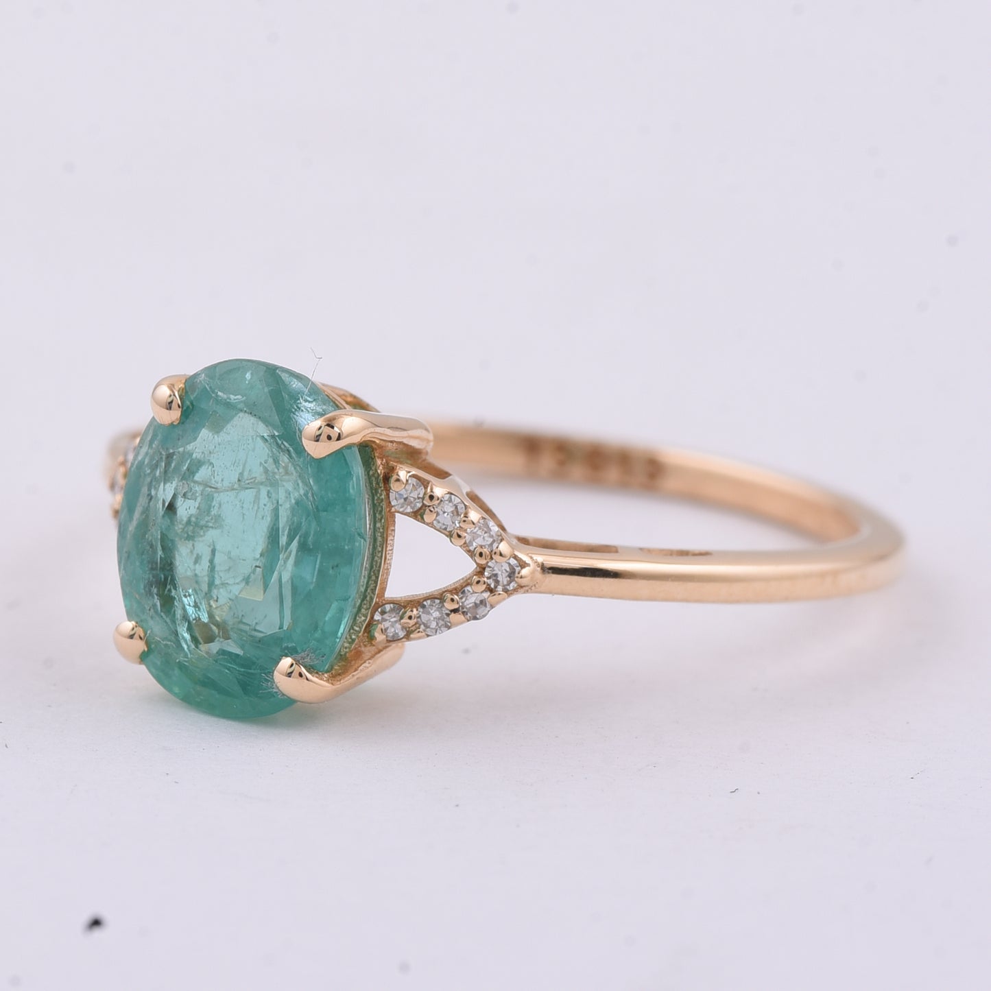 1.64 Ct Oval Natural Emerald 14K Gold Ring
